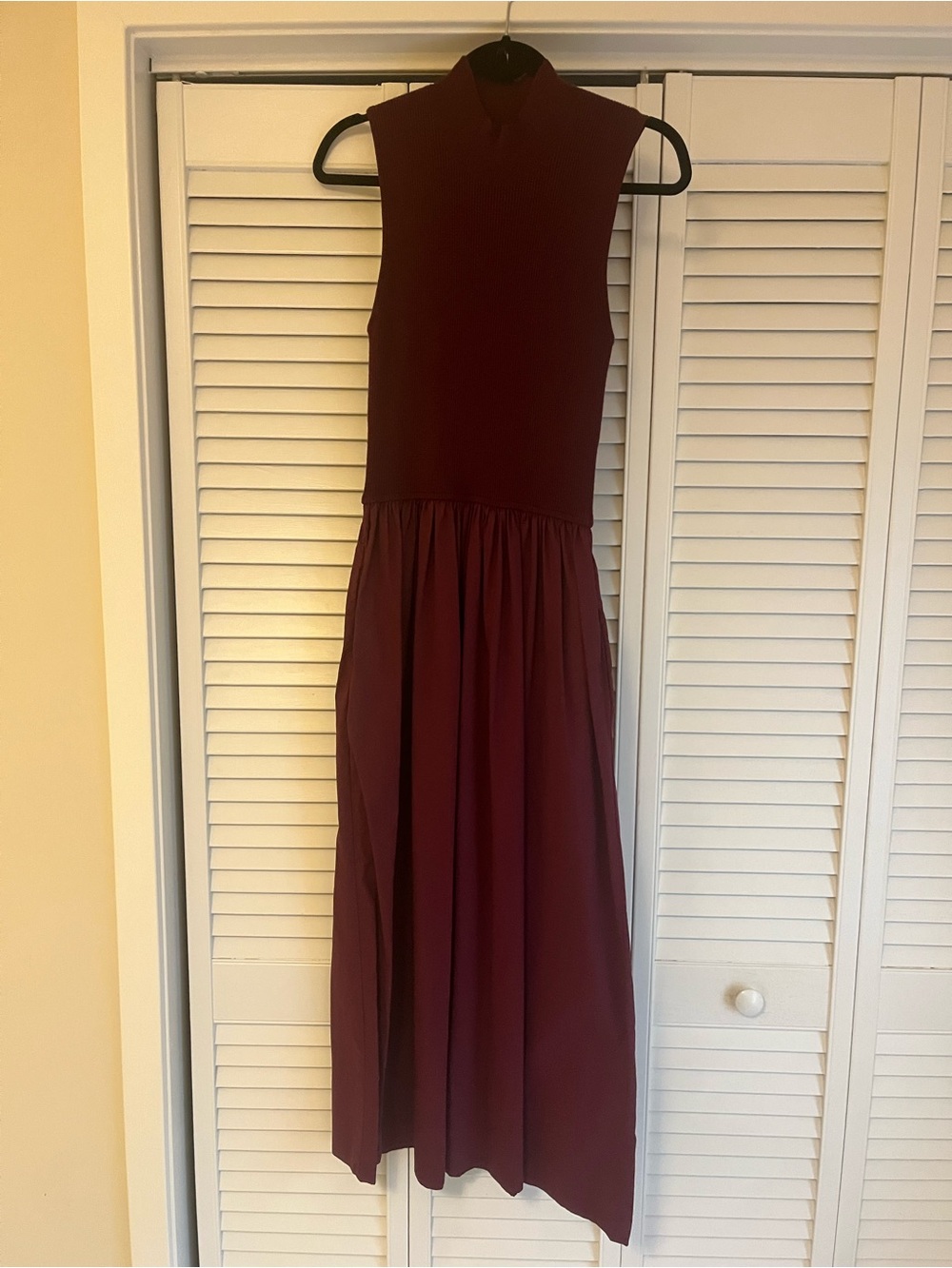 Marie Oliver Sleeveless High-Neck Maxi Dress in Burgundy